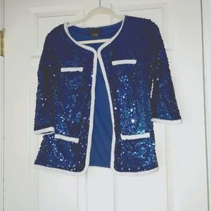 Iman Blue Sequin Jacket (S)